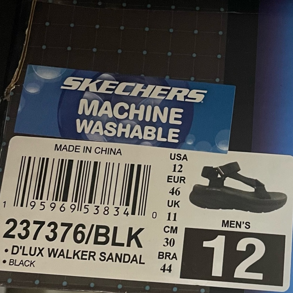 SKECHERS mens sport d’lux walker black sandals Size 12 - Picture 10 of 10